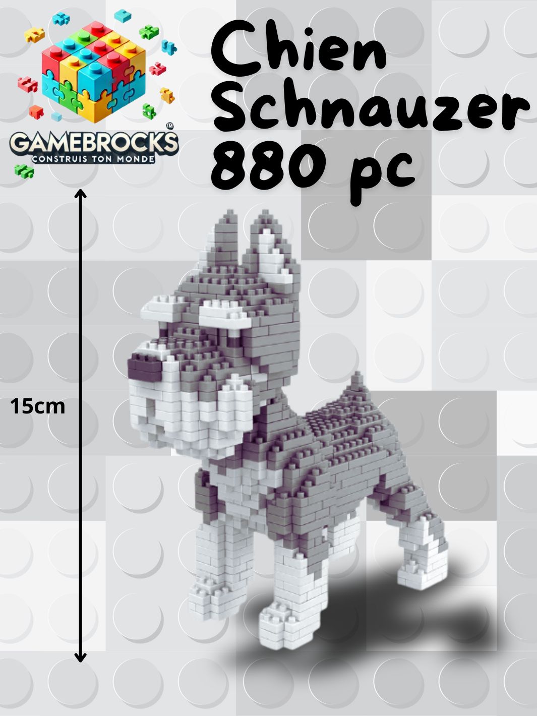 Jeu de construction Chien Schnauzer Gris