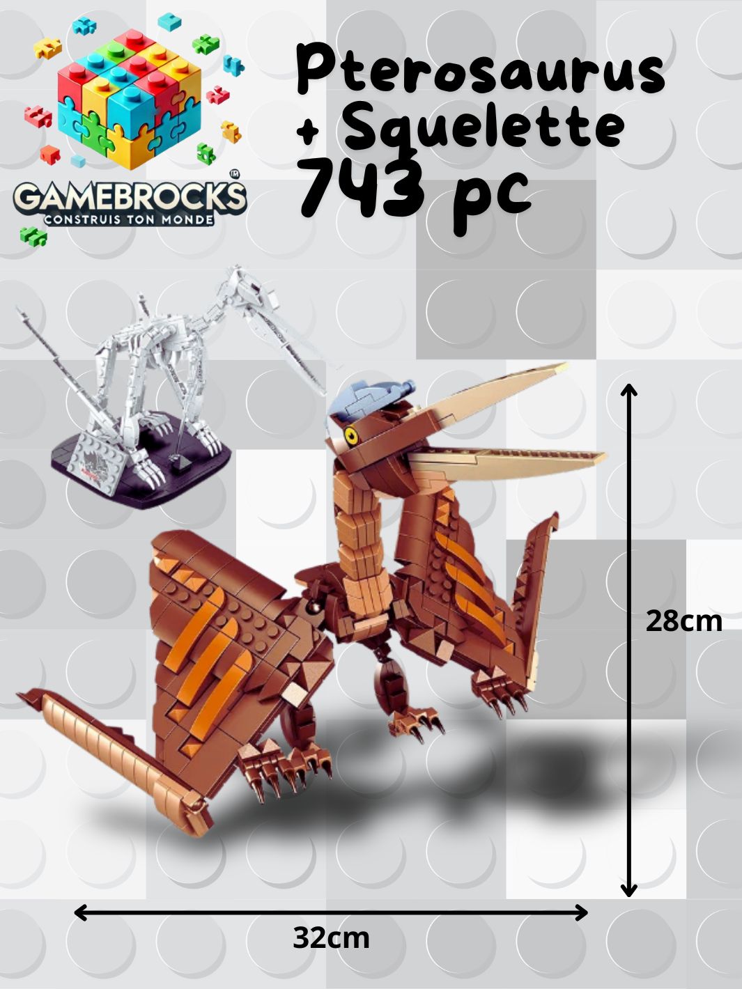 Jeu de construction Dinosaure Pterosaur et son squelette