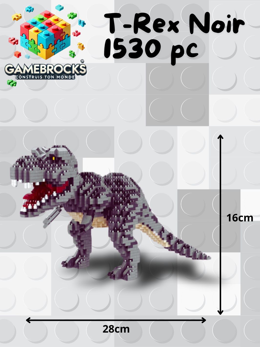 Jeu de construction T-Rex Noir