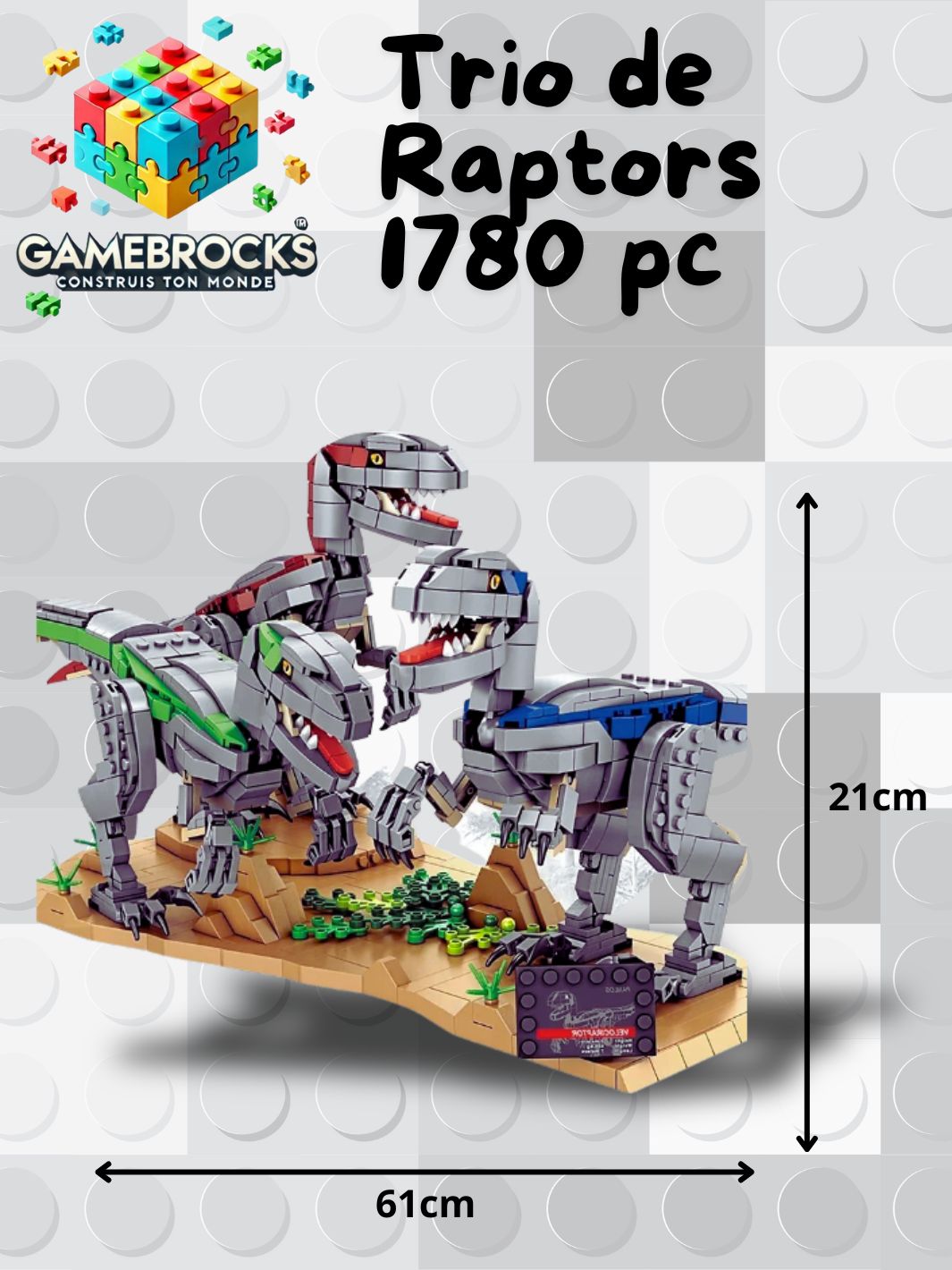 Jeu de construction Trio de Dinosaures Raptor