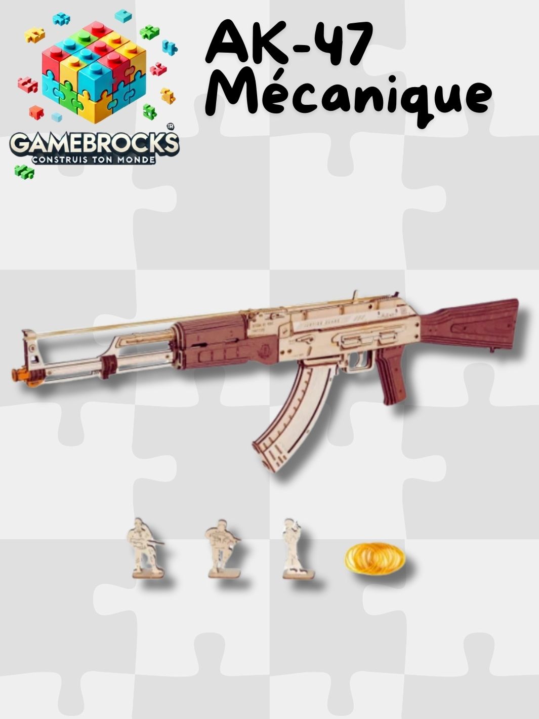 Puzzle 3D en bois AK-47 Mécanique