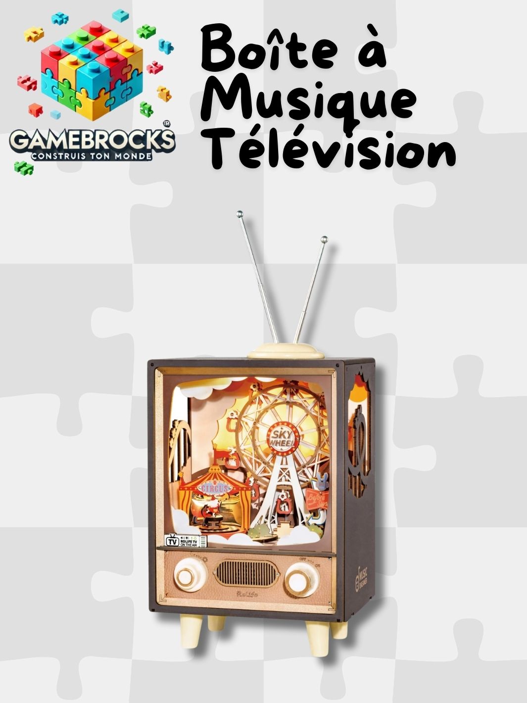 Puzzle 3D en bois Boîte à Musique Télévision