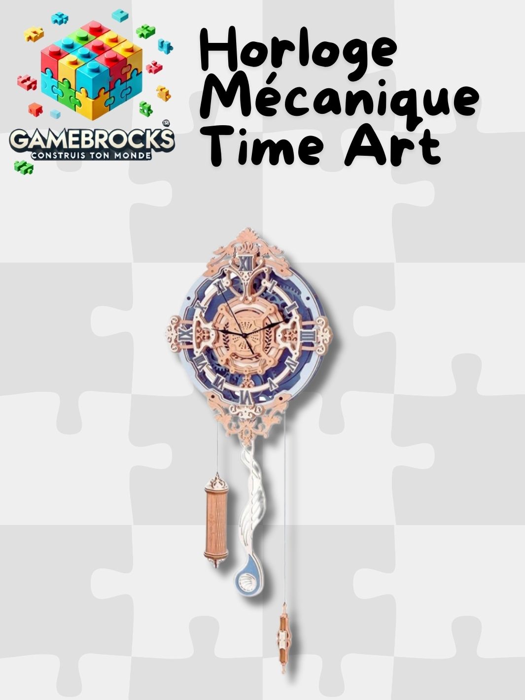 Puzzle 3D en bois Horloge Mécanique Time Art