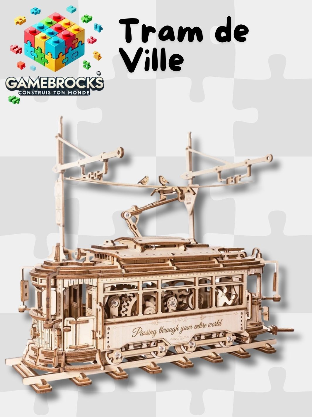 Puzzle 3D en bois Tram de Ville